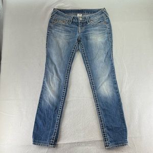 True Religion Blue Jeans Low Rise Skinny Womens Size 26 Ankle